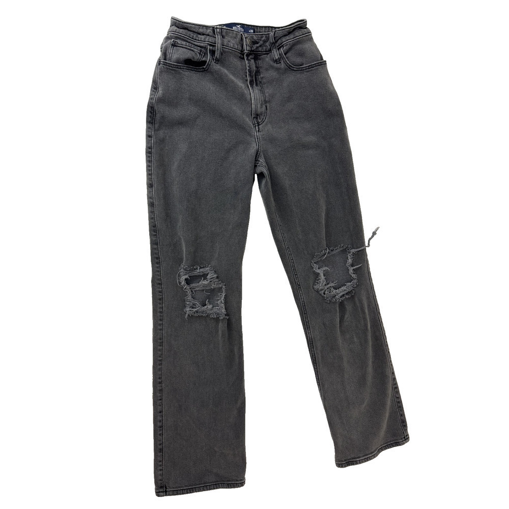 Grunge Hollister Ultra High Rise Dad Jeans Black 26 Distressed Women Size 2R 26R